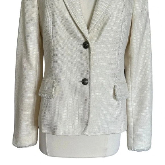 BANANA REPUBLIC Wool Blend Blazer Jacket Two Button Ivory Career Professional, 6 - Picture 3 of 16